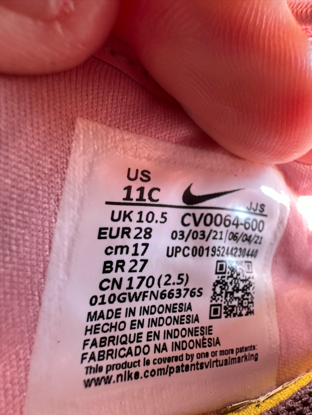 Nike Kids Pink and White Air Max Style Sneakers-Excee Airmax 90 11C - Picture 4 of 6
